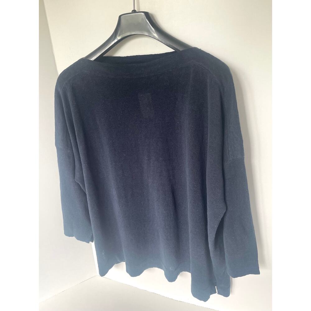 Naïf Linen Boat Neck Sweater Womens Large Blue Long Sleeve Relaxed Fit - Picture 7 of 12